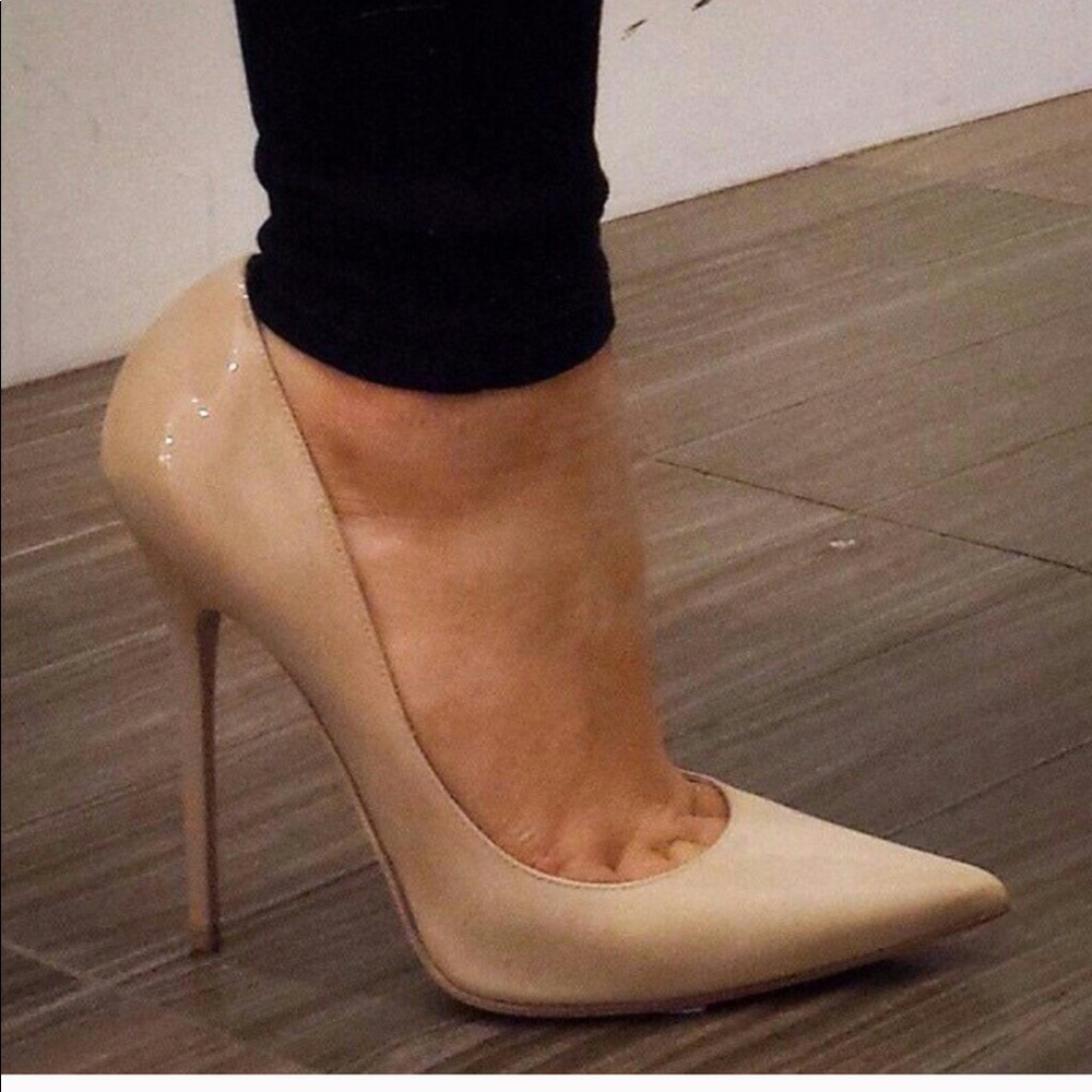 Jimmy Choo Nude Anouk Patent Leather Heels